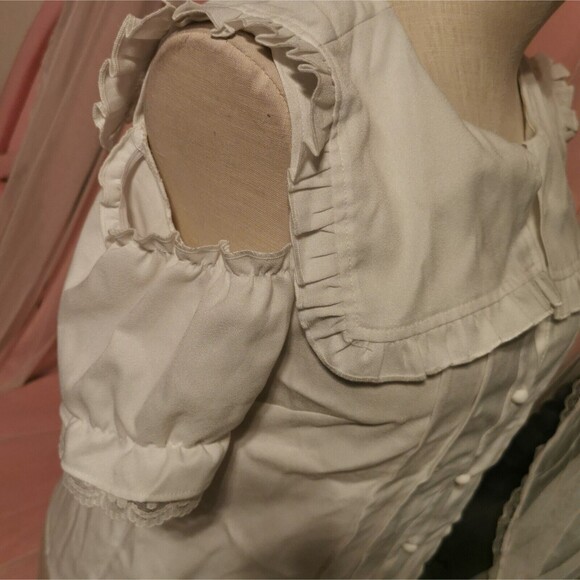MA*RS White Top Kawaii Lolita Jirai Kei Blouse Collar Shirt Harajuku Lolita Mars - Picture 12 of 12